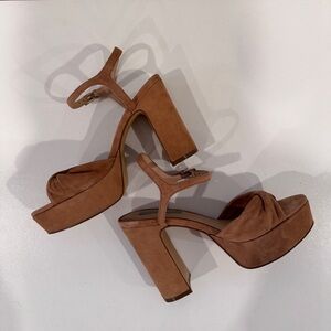 Draper James Tan Block Heel - Paloma Suede Sandels